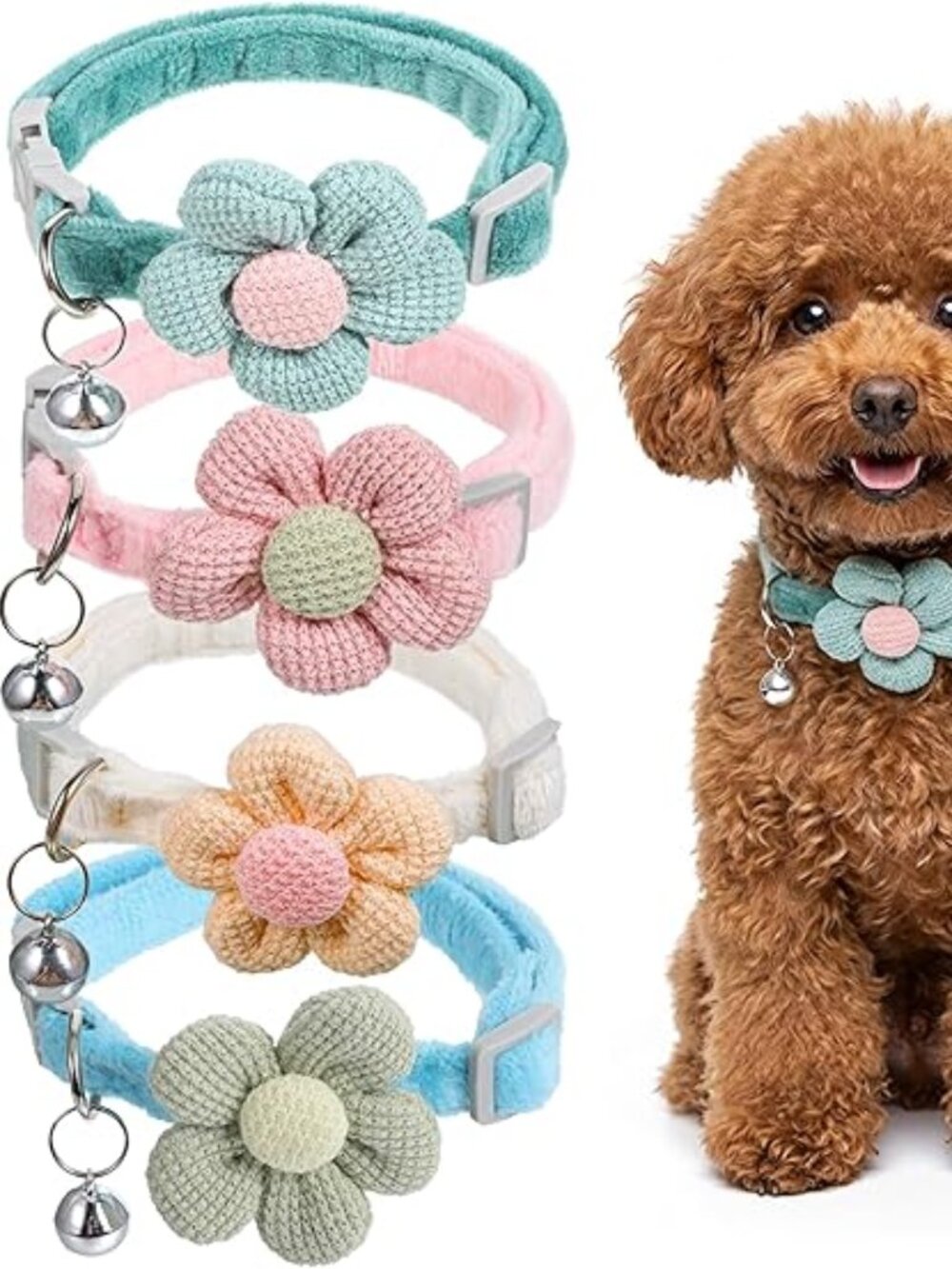 4 Pcs Dog Collar with Flower, Puppy Collar for Girl Dog Cute Dogs Collars with B